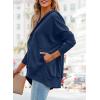 imagePRETTYGARDEN Womens Casual Long Sleeve Lapel Zipper Sweatshirt Drawstring Loose Pullover TopsButton Dark Blue