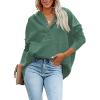 imagePRETTYGARDEN Womens Casual Long Sleeve Lapel Zipper Sweatshirt Drawstring Loose Pullover TopsButton Green