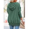 imagePRETTYGARDEN Womens Casual Long Sleeve Lapel Zipper Sweatshirt Drawstring Loose Pullover TopsButton Green