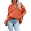 imagePRETTYGARDEN Womens Casual Long Sleeve Lapel Zipper Sweatshirt Drawstring Loose Pullover TopsButton Orange