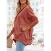 imagePRETTYGARDEN Womens Casual Long Sleeve Lapel Zipper Sweatshirt Drawstring Loose Pullover TopsButton Orange Pink