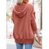 imagePRETTYGARDEN Womens Casual Long Sleeve Lapel Zipper Sweatshirt Drawstring Loose Pullover TopsButton Orange Pink