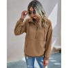 imagePRETTYGARDEN Womens Casual Long Sleeve Lapel Zipper Sweatshirt Drawstring Loose Pullover TopsCoffee
