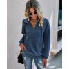 imagePRETTYGARDEN Womens Casual Long Sleeve Lapel Zipper Sweatshirt Drawstring Loose Pullover TopsDark Blue