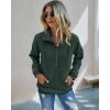 imagePRETTYGARDEN Womens Casual Long Sleeve Lapel Zipper Sweatshirt Drawstring Loose Pullover TopsDark Green