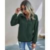 imagePRETTYGARDEN Womens Casual Long Sleeve Lapel Zipper Sweatshirt Drawstring Loose Pullover TopsDark Green