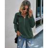 imagePRETTYGARDEN Womens Casual Long Sleeve Lapel Zipper Sweatshirt Drawstring Loose Pullover TopsDark Green