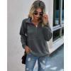 imagePRETTYGARDEN Womens Casual Long Sleeve Lapel Zipper Sweatshirt Drawstring Loose Pullover TopsDark Grey