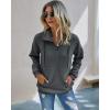 imagePRETTYGARDEN Womens Casual Long Sleeve Lapel Zipper Sweatshirt Drawstring Loose Pullover TopsDark Grey