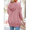 imagePRETTYGARDEN Womens Casual Long Sleeve Lapel Zipper Sweatshirt Drawstring Loose Pullover TopsDusty Pink
