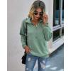 imagePRETTYGARDEN Womens Casual Long Sleeve Lapel Zipper Sweatshirt Drawstring Loose Pullover TopsGreen