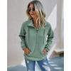 imagePRETTYGARDEN Womens Casual Long Sleeve Lapel Zipper Sweatshirt Drawstring Loose Pullover TopsGreen