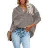 imagePRETTYGARDEN Womens Casual Long Sleeve Lapel Zipper Sweatshirt Drawstring Loose Pullover TopsGrey