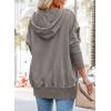 imagePRETTYGARDEN Womens Casual Long Sleeve Lapel Zipper Sweatshirt Drawstring Loose Pullover TopsGrey