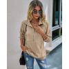 imagePRETTYGARDEN Womens Casual Long Sleeve Lapel Zipper Sweatshirt Drawstring Loose Pullover TopsKhaki