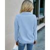imagePRETTYGARDEN Womens Casual Long Sleeve Lapel Zipper Sweatshirt Drawstring Loose Pullover TopsLight Blue