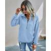 imagePRETTYGARDEN Womens Casual Long Sleeve Lapel Zipper Sweatshirt Drawstring Loose Pullover TopsLight Blue