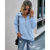 imagePRETTYGARDEN Womens Casual Long Sleeve Lapel Zipper Sweatshirt Drawstring Loose Pullover TopsLight Blue