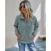 imagePRETTYGARDEN Womens Casual Long Sleeve Lapel Zipper Sweatshirt Drawstring Loose Pullover TopsLight Green