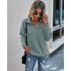 imagePRETTYGARDEN Womens Casual Long Sleeve Lapel Zipper Sweatshirt Drawstring Loose Pullover TopsLight Green