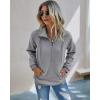 imagePRETTYGARDEN Womens Casual Long Sleeve Lapel Zipper Sweatshirt Drawstring Loose Pullover TopsLight Grey