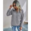 imagePRETTYGARDEN Womens Casual Long Sleeve Lapel Zipper Sweatshirt Drawstring Loose Pullover TopsLight Grey
