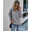 imagePRETTYGARDEN Womens Casual Long Sleeve Lapel Zipper Sweatshirt Drawstring Loose Pullover TopsLight Grey