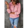 imagePRETTYGARDEN Womens Casual Long Sleeve Lapel Zipper Sweatshirt Drawstring Loose Pullover TopsLight Pink
