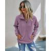 imagePRETTYGARDEN Womens Casual Long Sleeve Lapel Zipper Sweatshirt Drawstring Loose Pullover TopsLight Purple