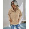 imagePRETTYGARDEN Womens Casual Long Sleeve Lapel Zipper Sweatshirt Drawstring Loose Pullover TopsLight Yellow