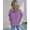 imagePRETTYGARDEN Womens Casual Long Sleeve Lapel Zipper Sweatshirt Drawstring Loose Pullover TopsPurple