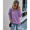 imagePRETTYGARDEN Womens Casual Long Sleeve Lapel Zipper Sweatshirt Drawstring Loose Pullover TopsPurple