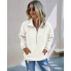 imagePRETTYGARDEN Womens Casual Long Sleeve Lapel Zipper Sweatshirt Drawstring Loose Pullover TopsWhite