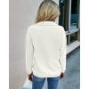 imagePRETTYGARDEN Womens Casual Long Sleeve Lapel Zipper Sweatshirt Drawstring Loose Pullover TopsWhite