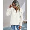 imagePRETTYGARDEN Womens Casual Long Sleeve Lapel Zipper Sweatshirt Drawstring Loose Pullover TopsWhite