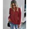 imagePRETTYGARDEN Womens Casual Long Sleeve Lapel Zipper Sweatshirt Drawstring Loose Pullover TopsWine Red