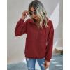 imagePRETTYGARDEN Womens Casual Long Sleeve Lapel Zipper Sweatshirt Drawstring Loose Pullover TopsWine Red