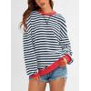 imagePRETTYGARDEN Womens Striped Oversized Sweatshirt Color Block Crew Neck Long Sleeve Casual Loose Pullover Top Y2K ClothesNavy White
