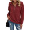 imagePRETTYGARDEN Womens Casual Long Sleeve Lapel Zipper Sweatshirt Drawstring Loose Pullover TopsWine Red