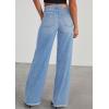 imagePRETTYGARDEN Wide Leg Jeans for Women Trendy High Waisted Stretchy Baggy Raw Hem Denim Palazzo Pants 2025 Fall ClothesSky Blue