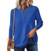 imagePRETTYGARDEN Women Long Sleeve Waffle Knit Shirts 2025 Fall Casual Button V Neck Loose Henley Tops Basic Tees Winter ClothesBlue