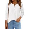 imagePRETTYGARDEN Women Long Sleeve Waffle Knit Shirts 2025 Fall Casual Button V Neck Loose Henley Tops Basic Tees Winter ClothesWhite
