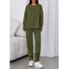 imagePRETTYGARDEN Womens 2 Piece Matching Lounge Sets 2025 Fall Long Sleeve Boatneck Sweatsuit Drawstring Sweatpants PocketsArmy Green