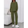 imagePRETTYGARDEN Womens 2 Piece Matching Lounge Sets 2025 Fall Long Sleeve Boatneck Sweatsuit Drawstring Sweatpants PocketsArmy Green