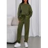 imagePRETTYGARDEN Womens 2 Piece Matching Lounge Sets 2025 Fall Long Sleeve Boatneck Sweatsuit Drawstring Sweatpants PocketsArmy Green
