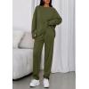 imagePRETTYGARDEN Womens 2 Piece Matching Lounge Sets 2025 Fall Long Sleeve Boatneck Sweatsuit Drawstring Sweatpants PocketsArmy Green
