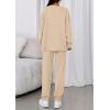 imagePRETTYGARDEN Womens 2 Piece Matching Lounge Sets 2025 Fall Long Sleeve Boatneck Sweatsuit Drawstring Sweatpants PocketsBeige