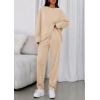 imagePRETTYGARDEN Womens 2 Piece Matching Lounge Sets 2025 Fall Long Sleeve Boatneck Sweatsuit Drawstring Sweatpants PocketsBeige