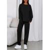 imagePRETTYGARDEN Womens 2 Piece Matching Lounge Sets 2025 Fall Long Sleeve Boatneck Sweatsuit Drawstring Sweatpants PocketsBlack