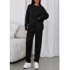imagePRETTYGARDEN Womens 2 Piece Matching Lounge Sets 2025 Fall Long Sleeve Boatneck Sweatsuit Drawstring Sweatpants PocketsBlack